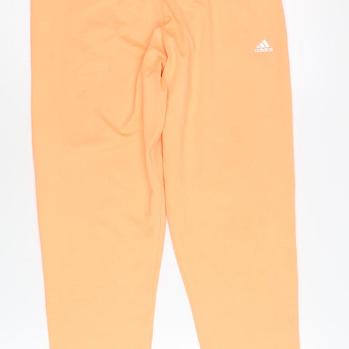 Adidas Womens Orange Cropped Leggings UK 12-14 Slim Fit Activewear