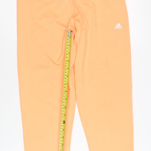Adidas Womens Orange Cropped Leggings UK 12-14 Slim Fit Activewear