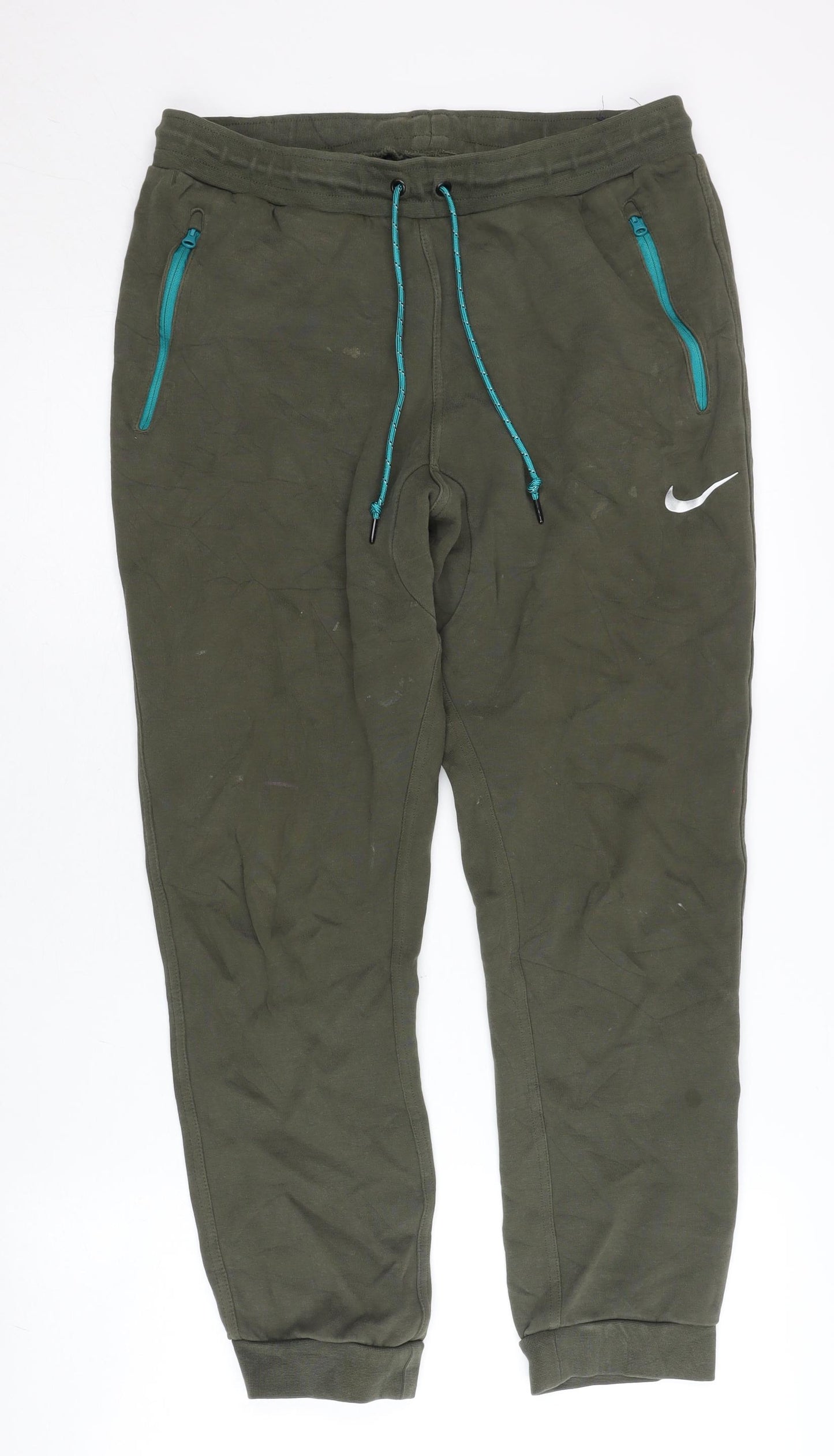 Nike Men’s Green Jogger Trousers L Sportswear Cotton Blend