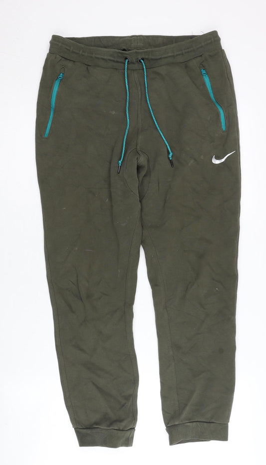 Nike Men’s Green Jogger Trousers L Sportswear Cotton Blend