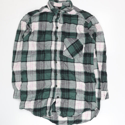 Topshop Women’s Multicoloured Plaid Cotton Button-Up Shirt UK 8