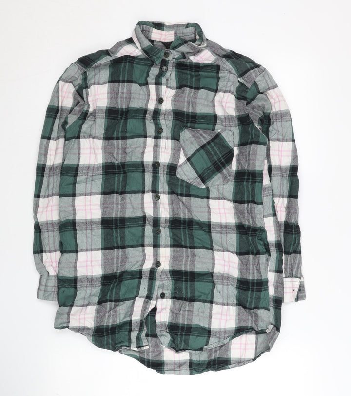 Topshop Women’s Multicoloured Plaid Cotton Button-Up Shirt UK 8
