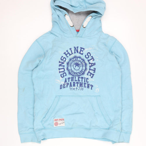 TU Boys Blue Pullover Hoodie 10 Years Graphic Athletic Sweatshirt
