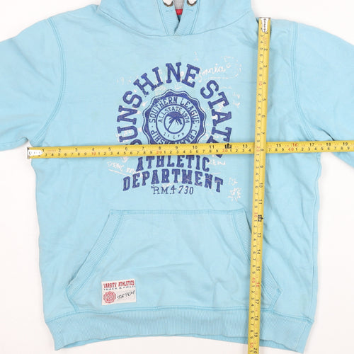 TU Boys Blue Pullover Hoodie 10 Years Graphic Athletic Sweatshirt