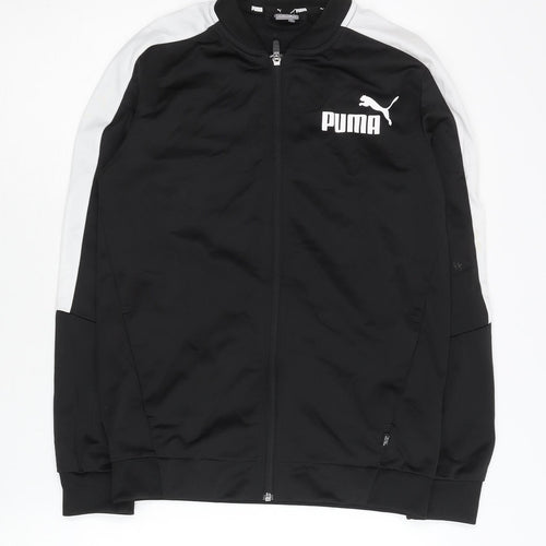 Puma Boys Black Track Jacket 13-14 Years Full Zip Lightweight Activewear