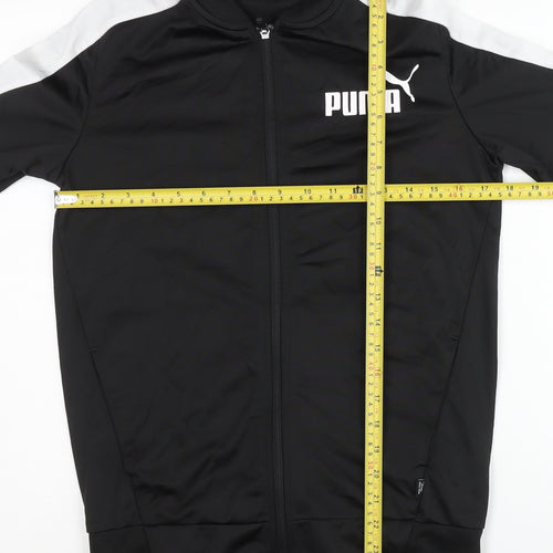 Puma Boys Black Track Jacket 13-14 Years Full Zip Lightweight Activewear