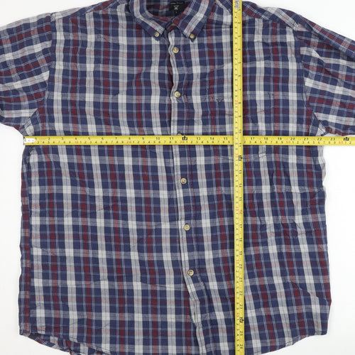 James Pringle Mens Blue Checked L Regular Fit Cotton Button-Up Shirt