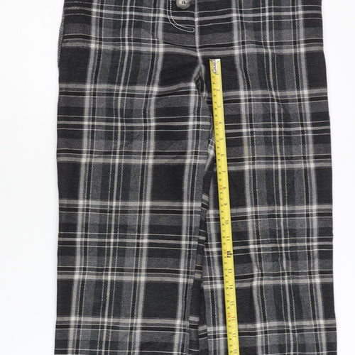 Topshop Women Black Plaid Cropped Trousers Size 6 Straight Leg