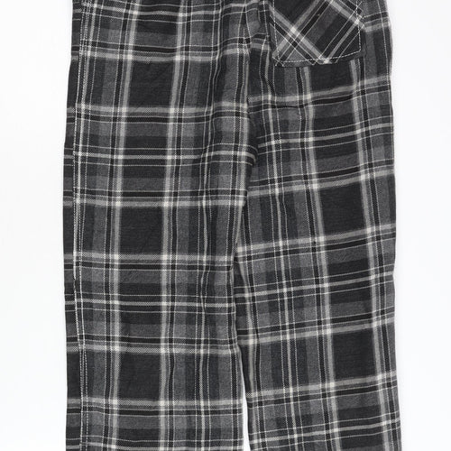 Topshop Women Black Plaid Cropped Trousers Size 6 Straight Leg