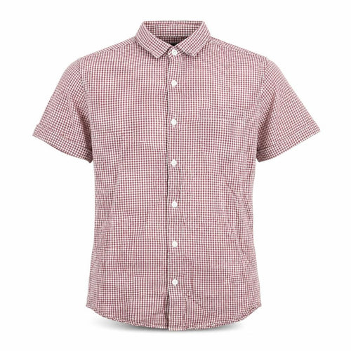Topman Mens Red Check Cotton Slim Fit Short Sleeve Shirt S