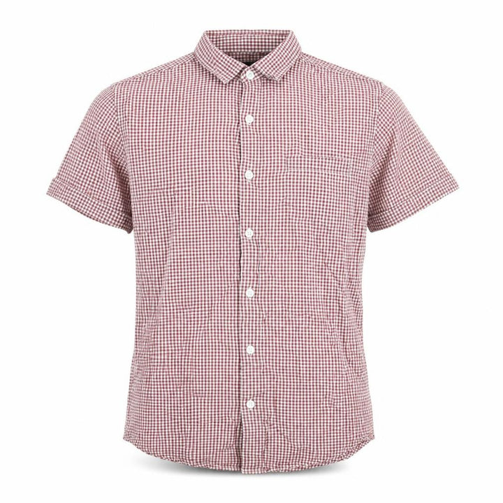 Topman Mens Red Check Cotton Slim Fit Short Sleeve Shirt S