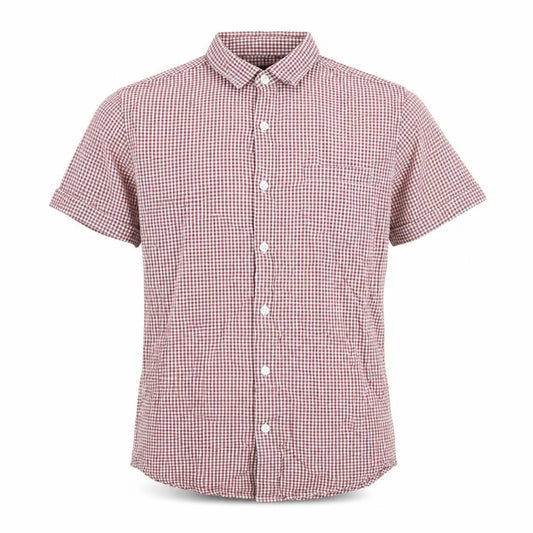 Front view of Topman men’s red check cotton slim fit short sleeve shirt s