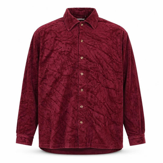 Front view of King Size Men's 2XL Red Short Sleeve Button-Up Shirt Cotton Blend