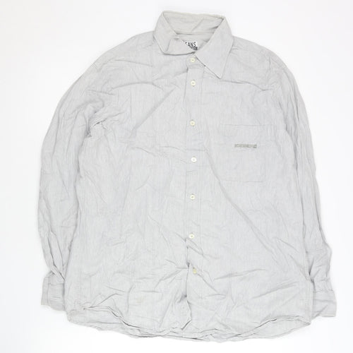 Iceberg Jeans Men’s Grey Cotton Long Sleeve Button-Up Shirt L