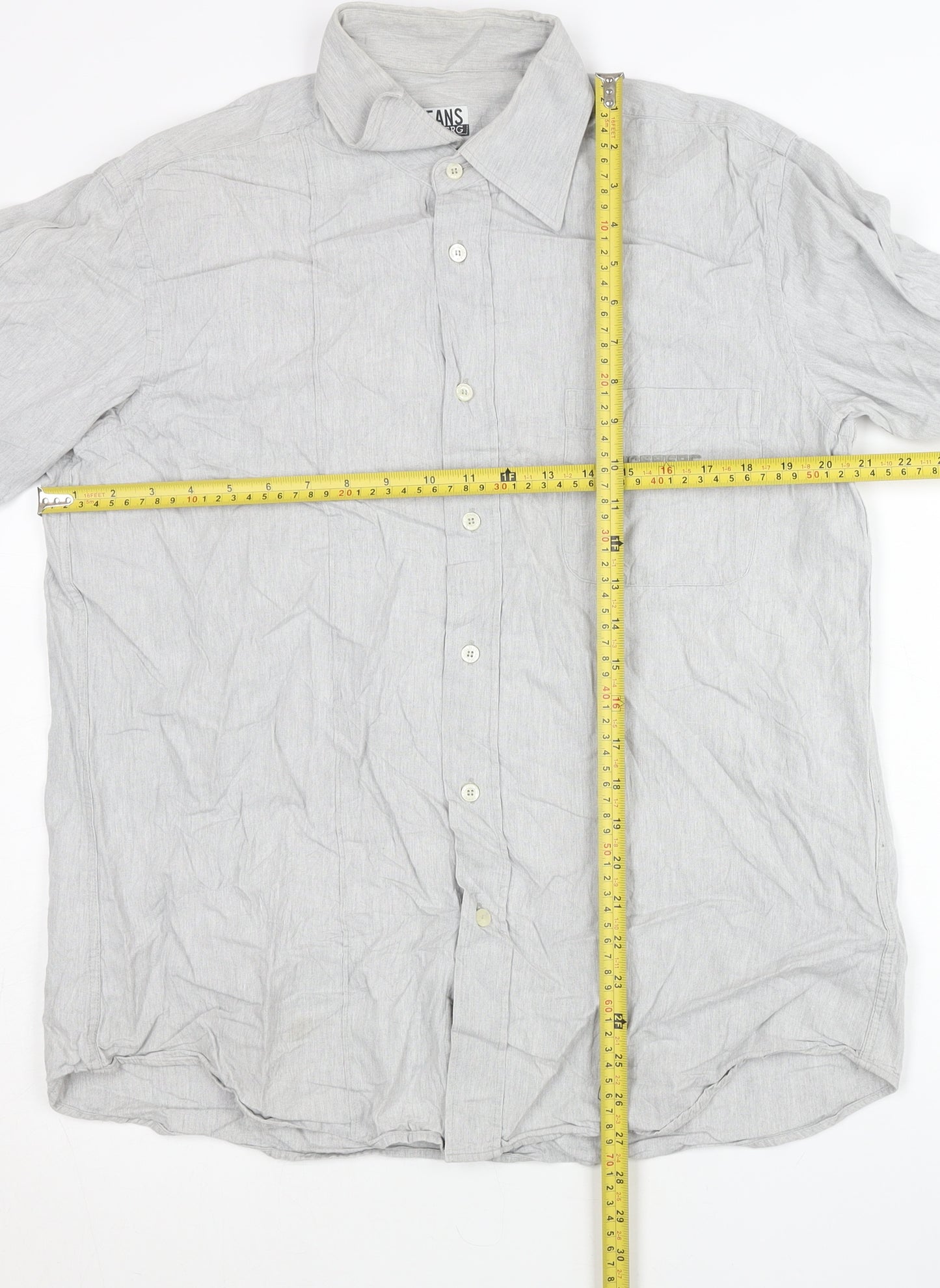 Iceberg Jeans Men’s Grey Cotton Long Sleeve Button-Up Shirt L