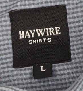 Haywire Men’s Blue Check Cotton Button-Up Shirt L Long Sleeve
