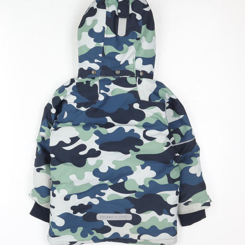 Polarn O. Pyret Boys Multicoloured Camouflage Ski Jacket 3-4 Years Hooded Winter Coat