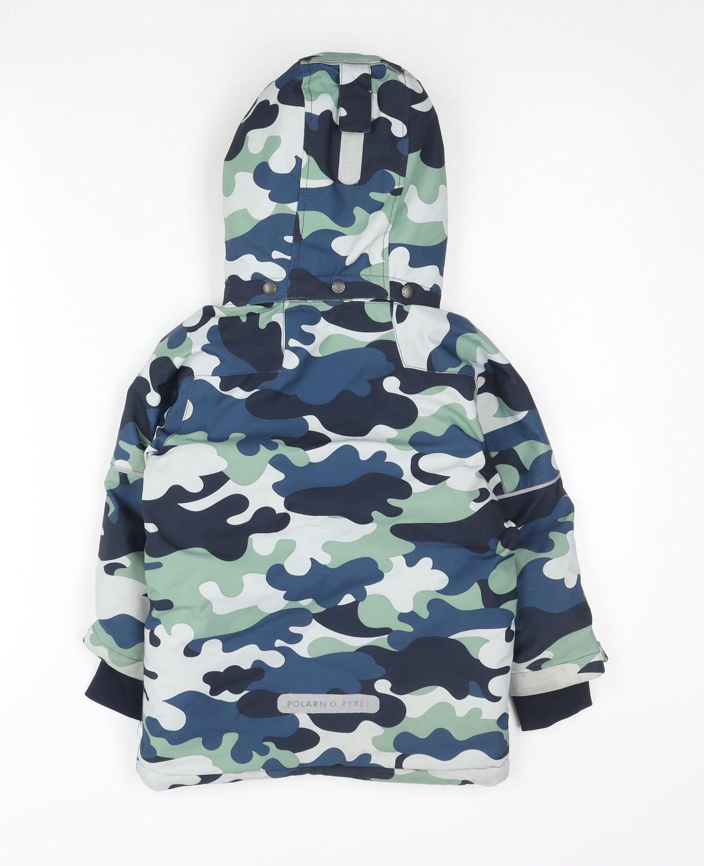 Polarn O. Pyret Boys Multicoloured Camouflage Ski Jacket 3-4 Years Hooded Winter Coat