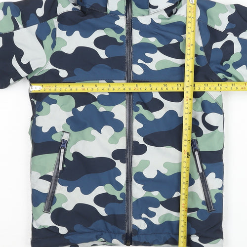 Polarn O. Pyret Boys Multicoloured Camouflage Ski Jacket 3-4 Years Hooded Winter Coat