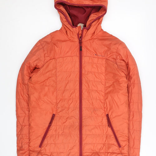 Decathlon Boys Orange Hooded Puffer Jacket 14 Years Full Zip Outdoor Coat
