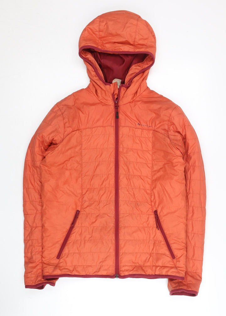 Decathlon Boys Orange Hooded Puffer Jacket 14 Years Full Zip Outdoor Coat