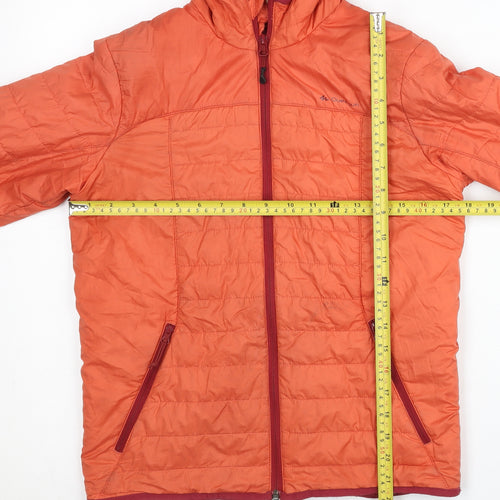 Decathlon Boys Orange Hooded Puffer Jacket 14 Years Full Zip Outdoor Coat