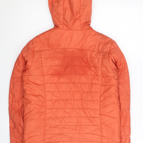 Decathlon Boys Orange Hooded Puffer Jacket 14 Years Full Zip Outdoor Coat
