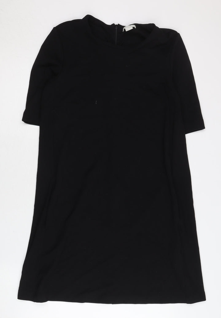 H&M Women’s Black Shift Dress Size 8 Short Sleeve Round Neck