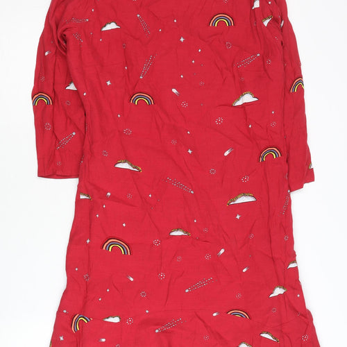 Oliver Bonas Women’s Red Rainbow Print Shift Dress Size 10