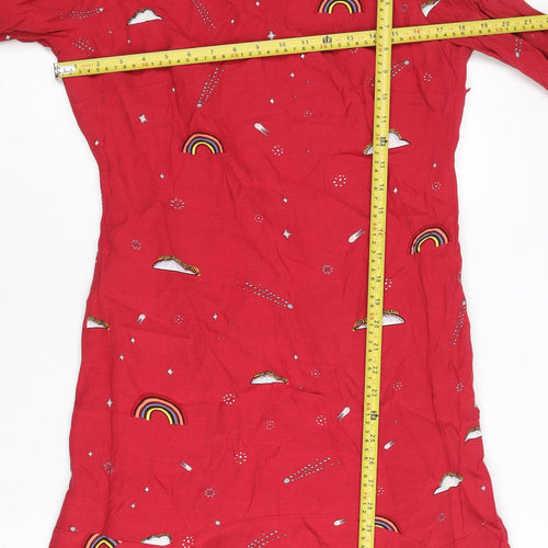 Oliver Bonas Women’s Red Rainbow Print Shift Dress Size 10