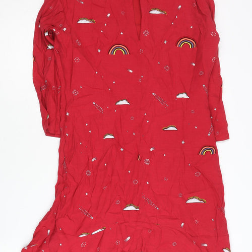 Oliver Bonas Women’s Red Rainbow Print Shift Dress Size 10