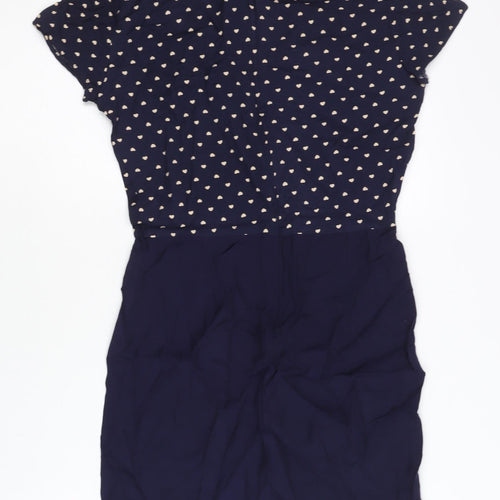 Mango Women’s Blue Heart Print Sheath Dress XS Short Sleeve