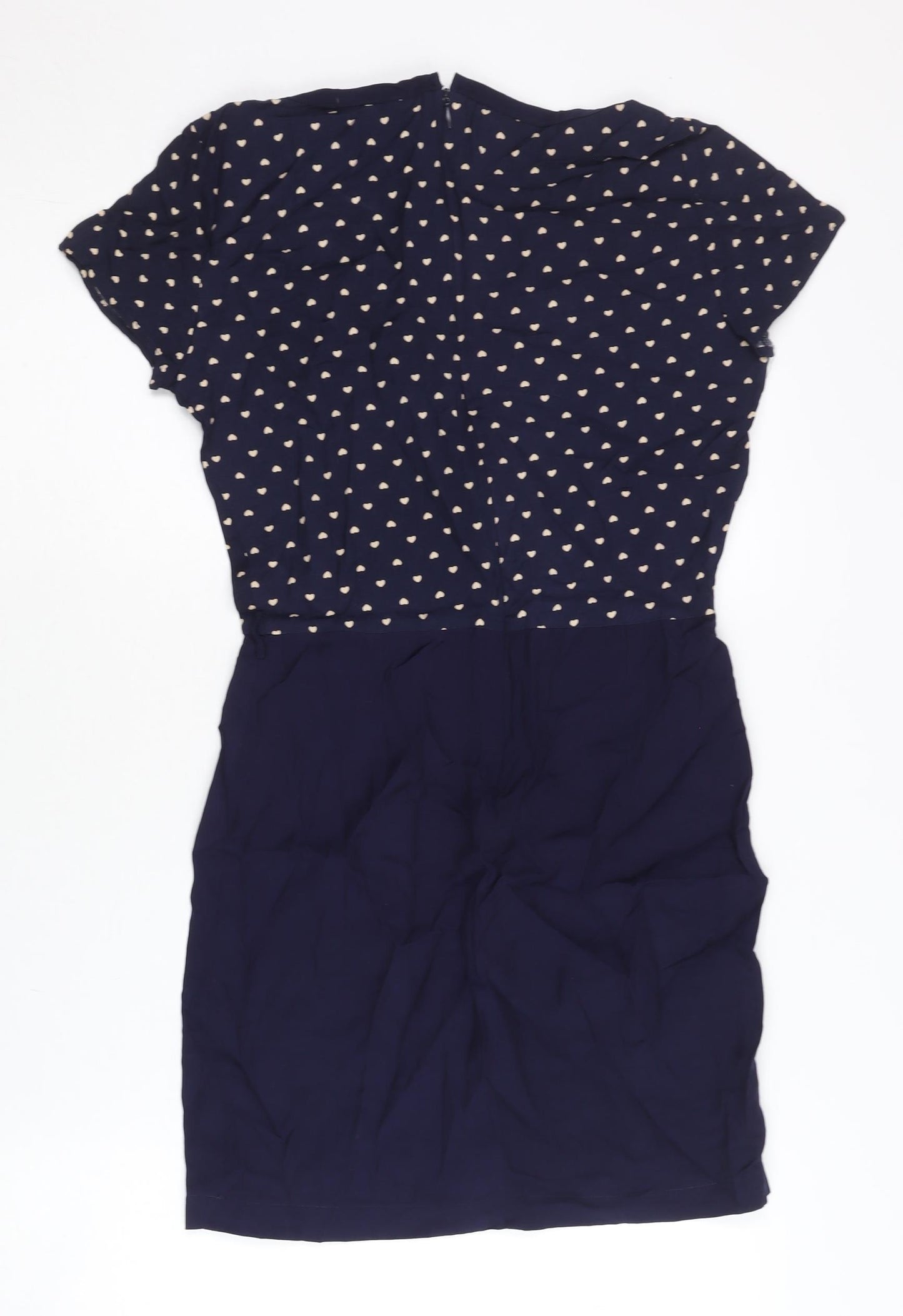 Mango Women’s Blue Heart Print Sheath Dress XS Short Sleeve