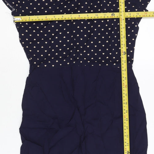 Mango Women’s Blue Heart Print Sheath Dress XS Short Sleeve
