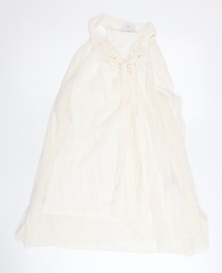 Next Women’s Ivory Halter Neck Chiffon Bow Blouse Size 12