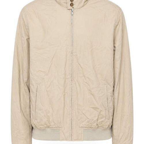 Topman Men's Beige XL Bomber Jacket Cotton Casual Zip Stand Collar