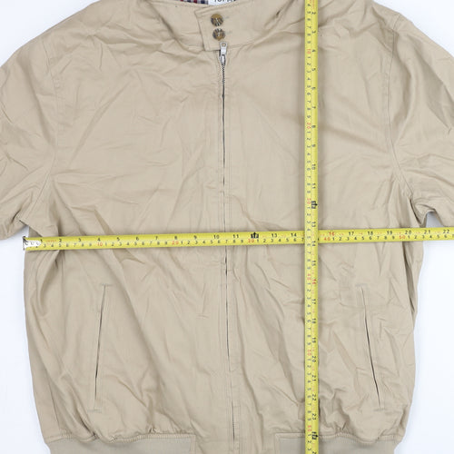 Topman Men's Beige XL Bomber Jacket Cotton Casual Zip Stand Collar