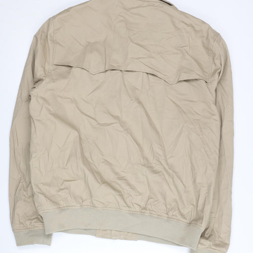 Topman Men's Beige XL Bomber Jacket Cotton Casual Zip Stand Collar