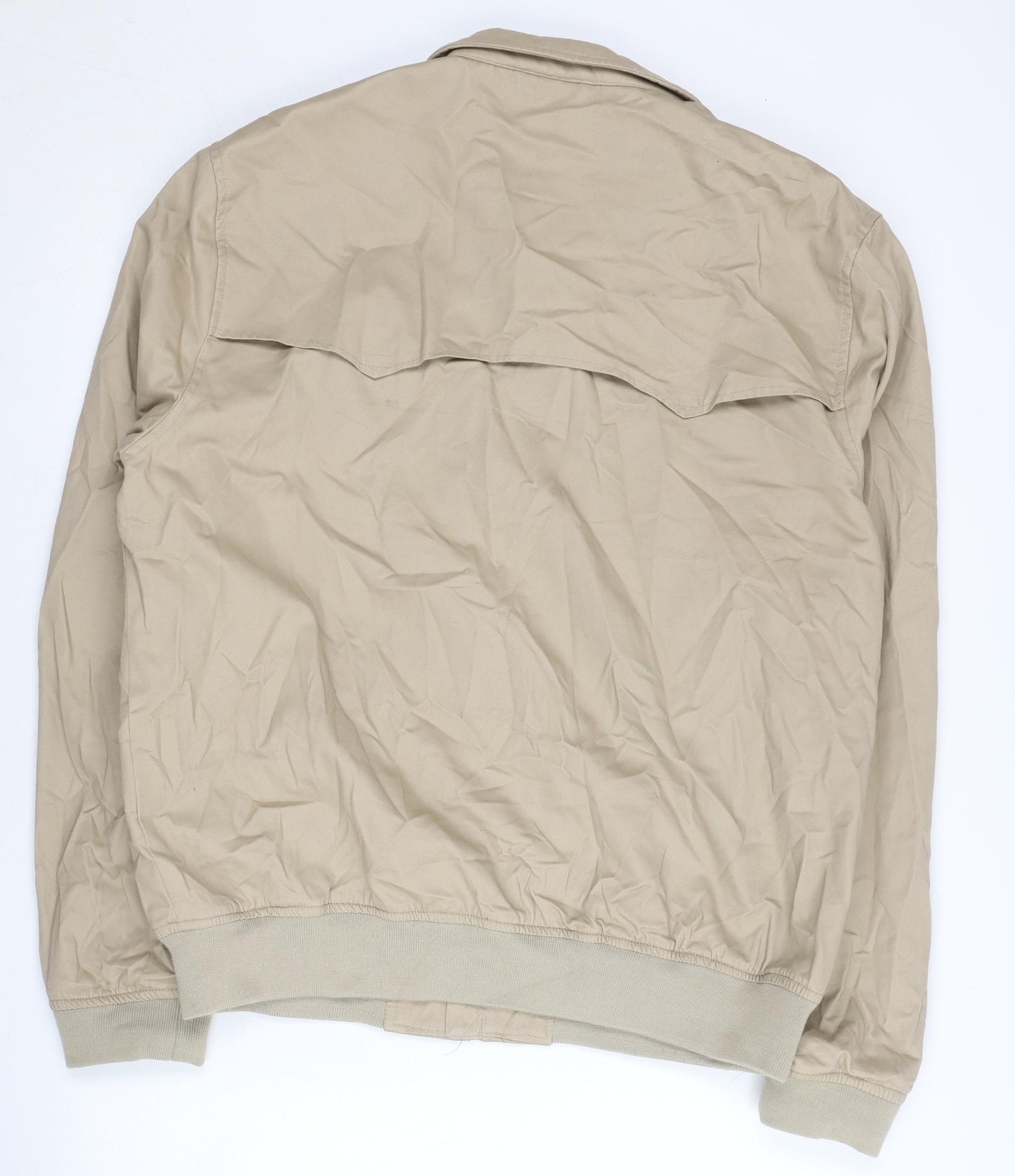 Topman Men's Beige XL Bomber Jacket Cotton Casual Zip Stand Collar