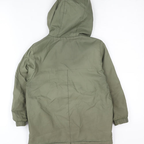 Quiksilver Boys Green Parka Coat Hooded 5 Years Polyester Winter Jacket