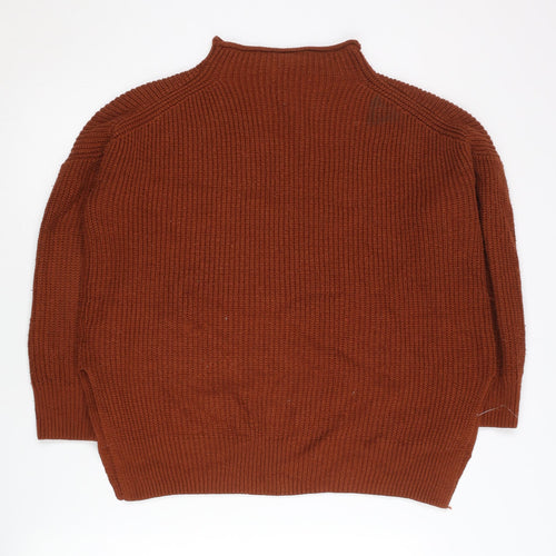 Topshop Women Brown Size 8 Mock Neck Chunky Knit Pullover Jumper