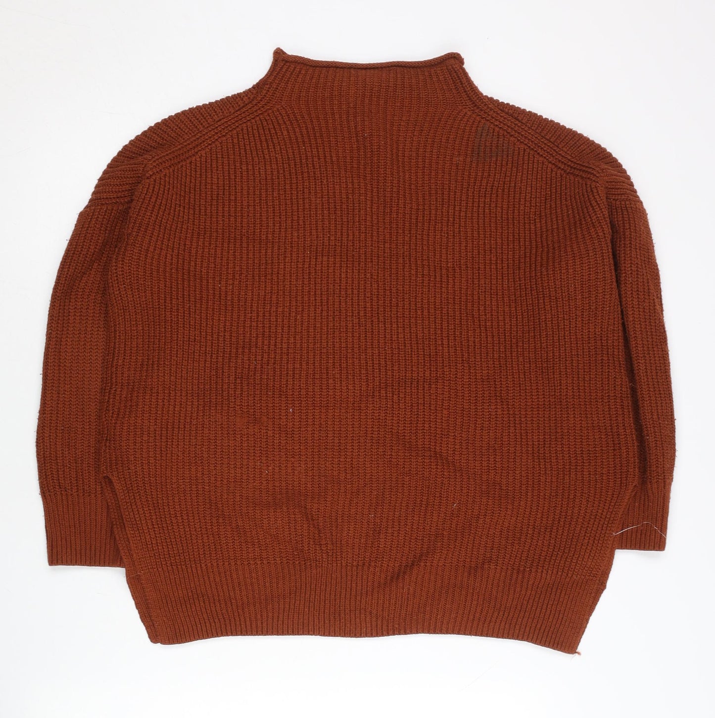 Topshop Women Brown Size 8 Mock Neck Chunky Knit Pullover Jumper