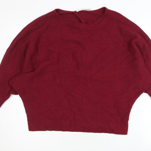 JoJo Maman Bébé Women’s Red Knit Crew Neck Cardigan Jumper M