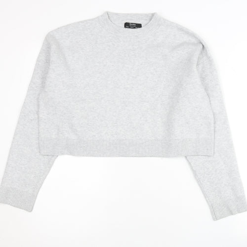 Bershka Women’s Grey Crew Neck Pullover Jumper Size 8