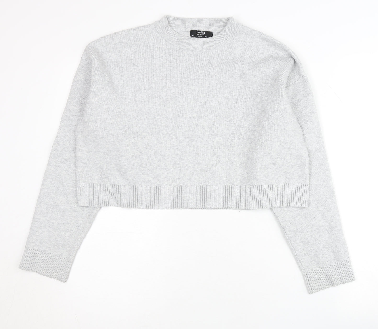 Bershka Women’s Grey Crew Neck Pullover Jumper Size 8