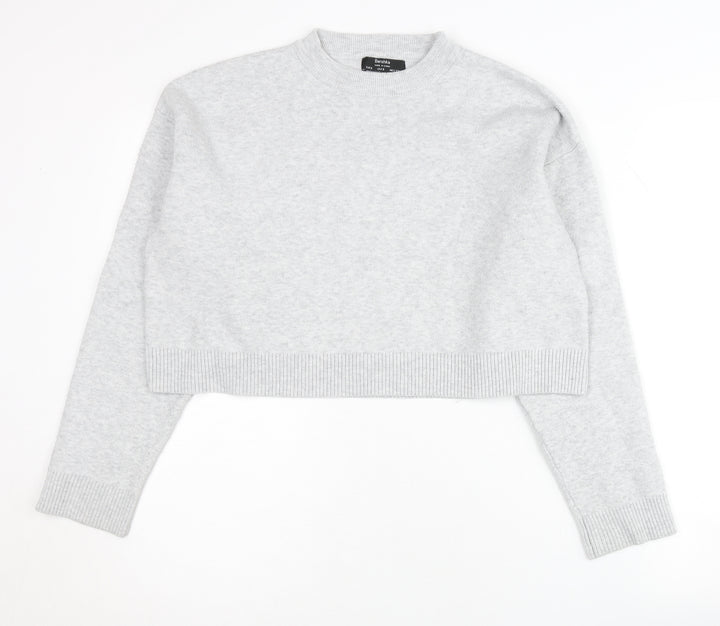 Bershka Women’s Grey Crew Neck Pullover Jumper Size 8