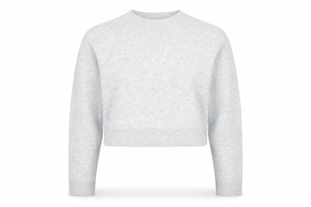 Front view of Bershka Women’s Grey Crew Neck jumper, size UK 8
