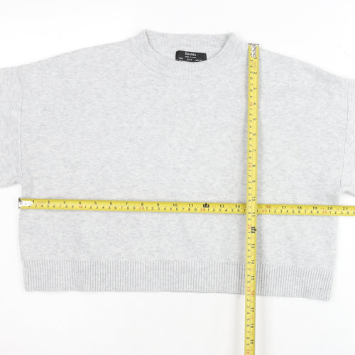 Bershka Women’s Grey Crew Neck Pullover Jumper Size 8
