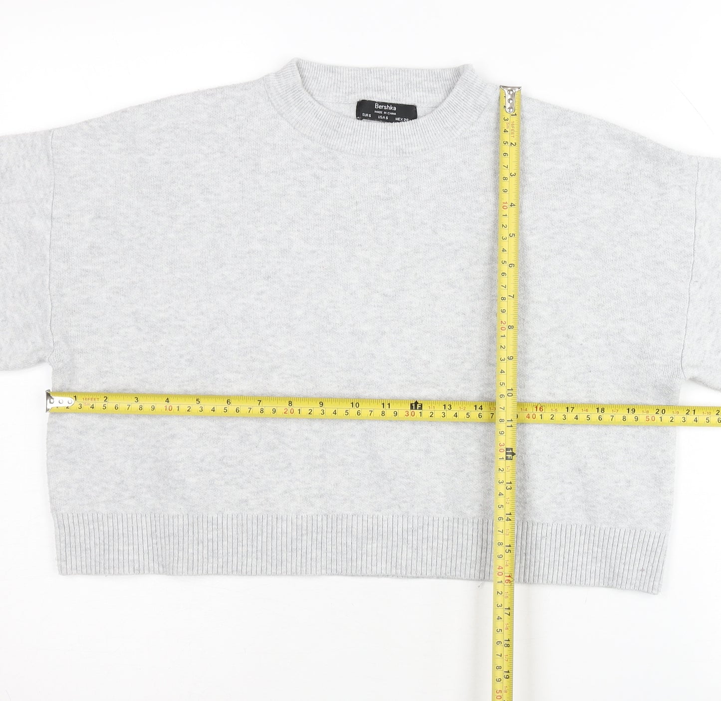 Bershka Women’s Grey Crew Neck Pullover Jumper Size 8