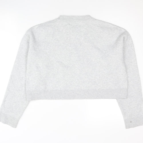 Bershka Women’s Grey Crew Neck Pullover Jumper Size 8